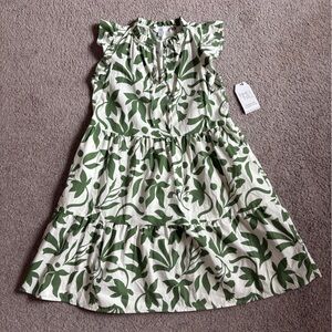 Time and Tru Olive Leaf Print Dress